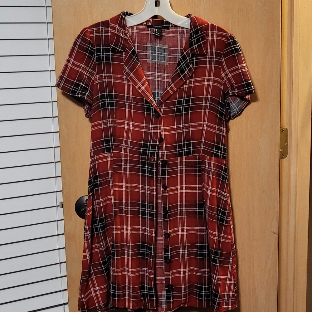 Large Red Plaid Short Sleeve Jacket from Forever 21
